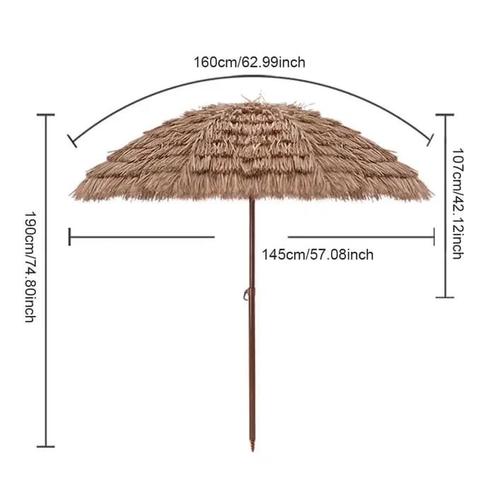 Parasol de plage à 8 nervures, 6.23 pieds/1.9m, pliable, réglable en hauteur, pour Patio, grand para