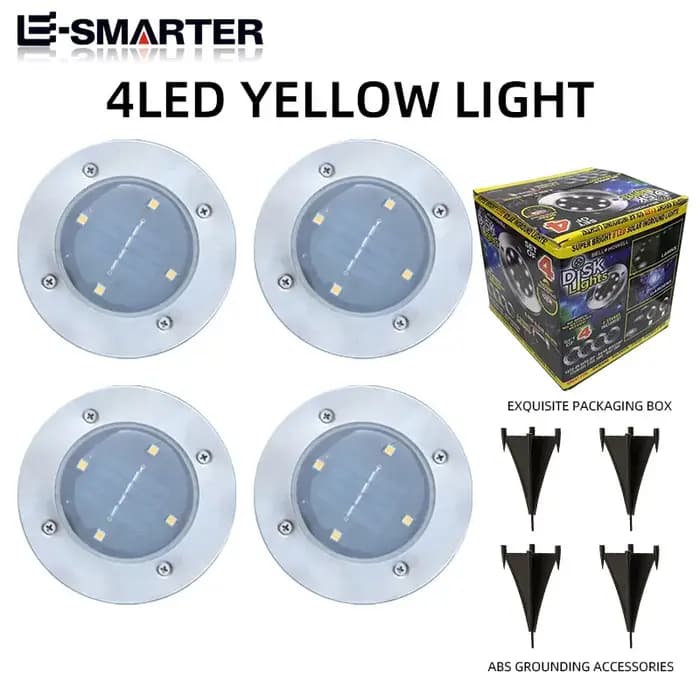 4 pièces lampadaire LED solaire 4LED/8LED lumière extérieure de pelouse lampes souterraines imperméables pour la décorat