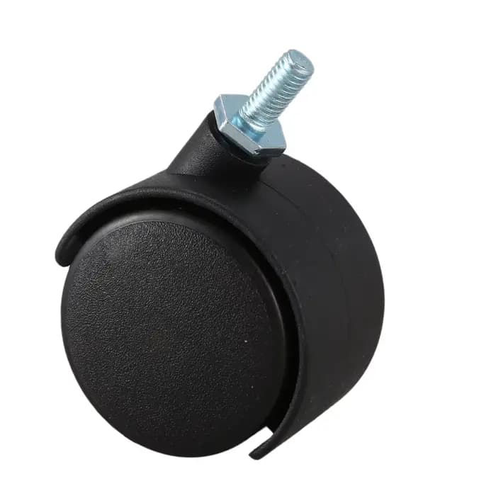 A04I 6mm tige filetée 40mm double roue roulette rotative noir