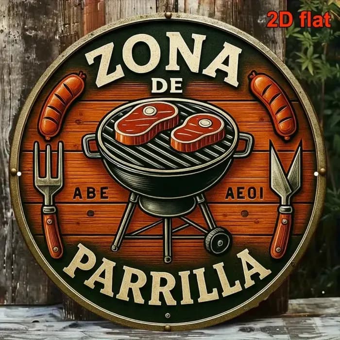 Panneau de barbecue espagnol rétro en métal de 8 pouces